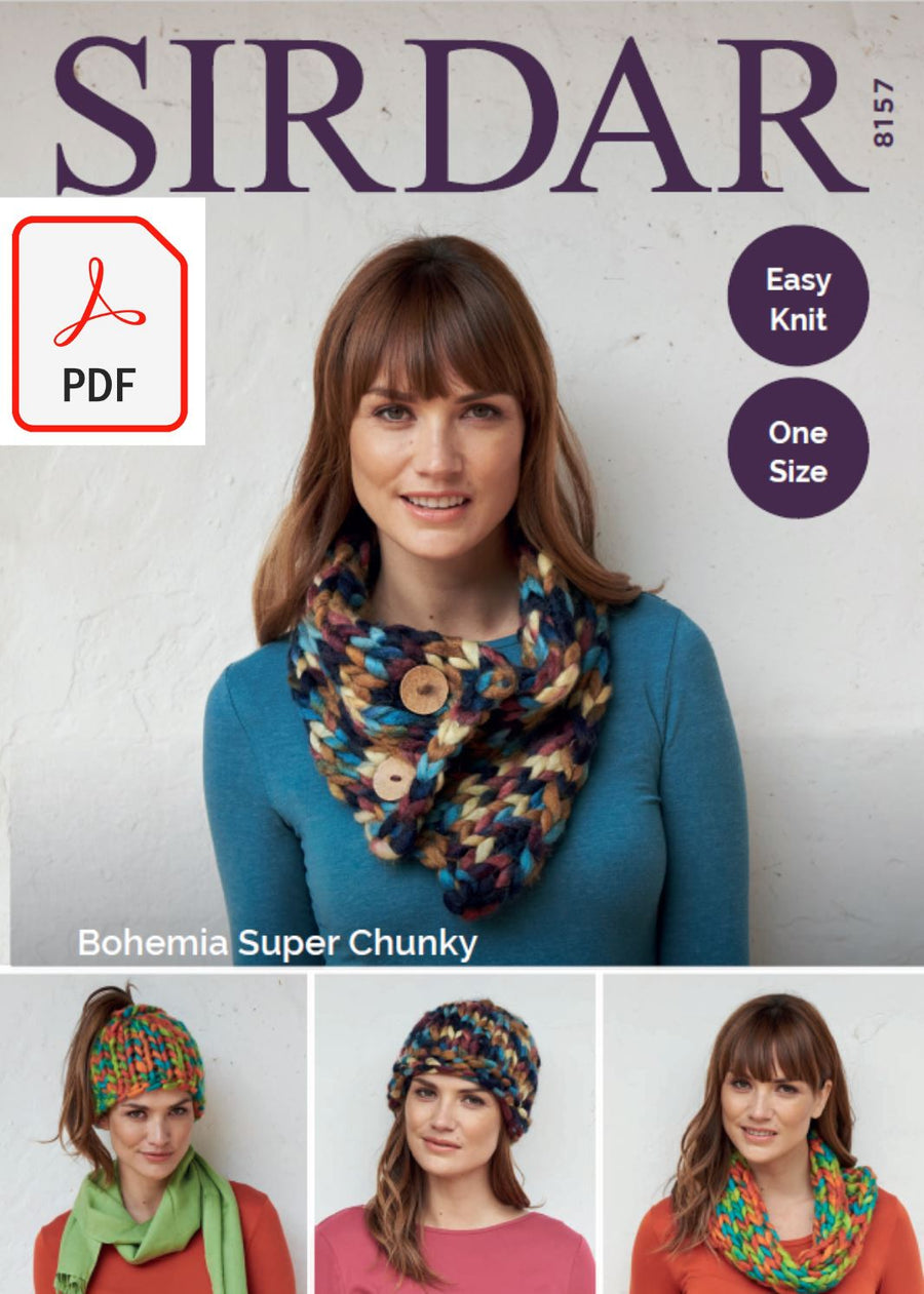 Sirdar 8157 Accessories in Bohemia Super Chunky (PDF) Knit in a Box 