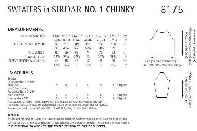 Sirdar 8175 Sweaters in No.1 Chunky (PDF) Knit in a Box