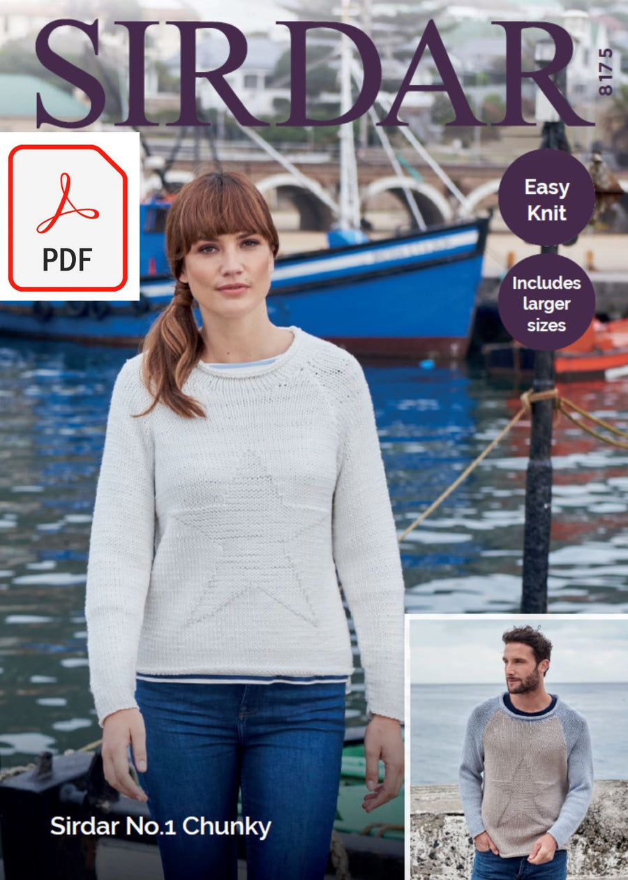 Sirdar 8175 Sweaters in No.1 Chunky (PDF) Knit in a Box 