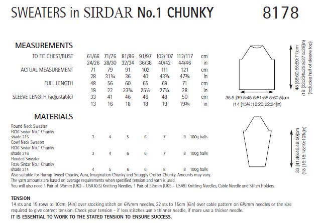 Sirdar 8178 Sweaters in No.1 Chunky (PDF) Knit in a Box