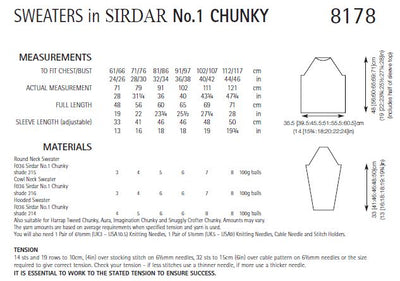 Sirdar 8178 Sweaters in No.1 Chunky (PDF) Knit in a Box