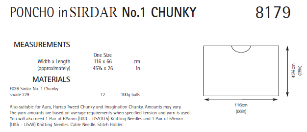 Sirdar 8179 Poncho in No.1 Chunky (PDF) Knit in a Box