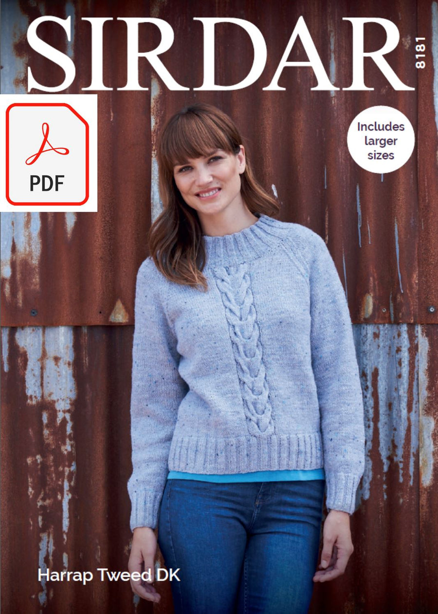 Sirdar 8181 Sweater in Harrap Tweed DK (PDF) Knit in a Box 
