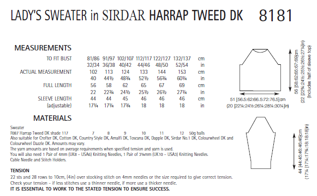 Sirdar 8181 Sweater in Harrap Tweed DK (PDF) Knit in a Box