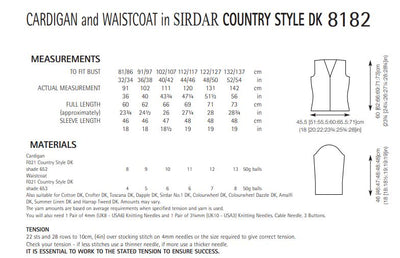 Sirdar 8182 Ladies Cardigan and Waistcoat in Country Style DK (PDF) Knit in a Box