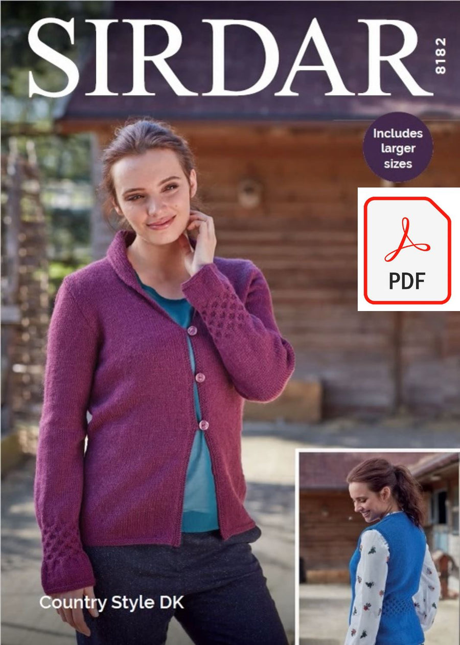 Sirdar 8182 Ladies Cardigan and Waistcoat in Country Style DK (PDF) Knit in a Box 