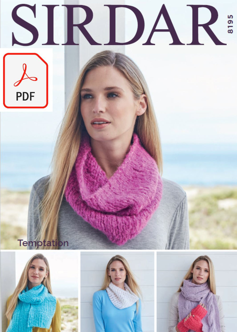 Sirdar 8195 Accessories in Temptation (PDF) Knit in a Box 