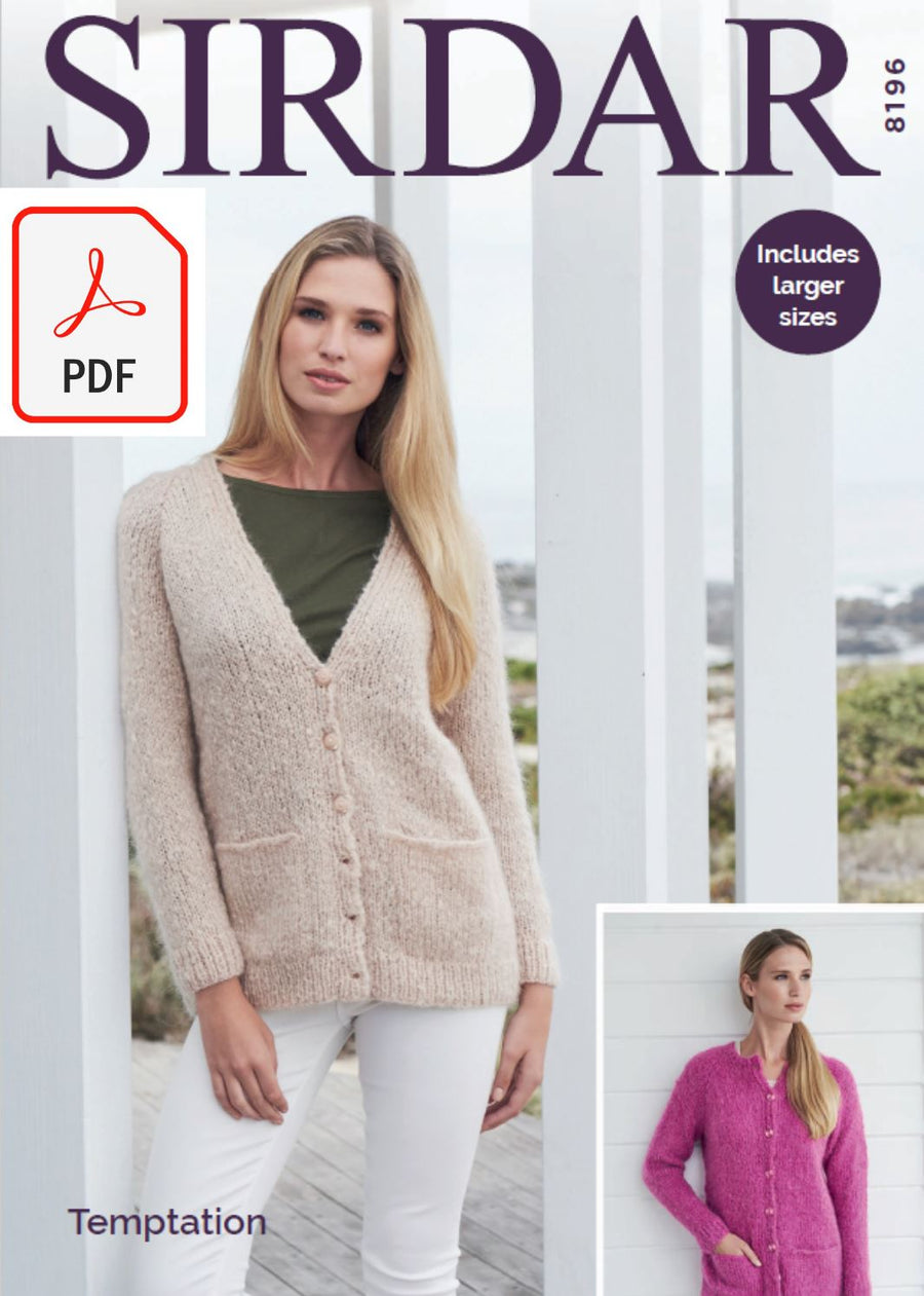 Sirdar 8196 Cardigans in Temptation (PDF) Knit in a Box 