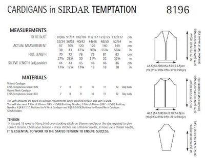 Sirdar 8196 Cardigans in Temptation (PDF) Knit in a Box