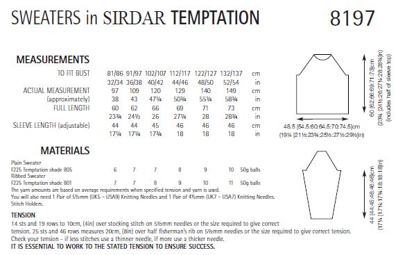 Sirdar 8197 Sweaters in Temptation (PDF) Knit in a Box