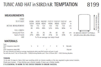 Sirdar 8199 Tunic and Hat in Temptation (PDF) Knit in a Box