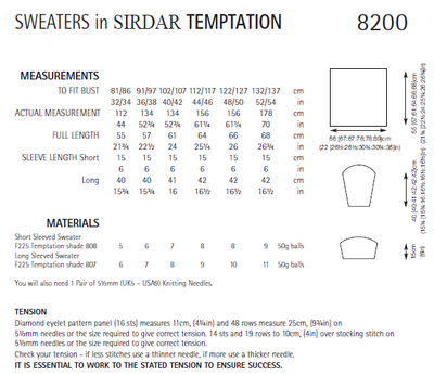 Sirdar 8200 Sweaters in Temptation (PDF) Knit in a Box