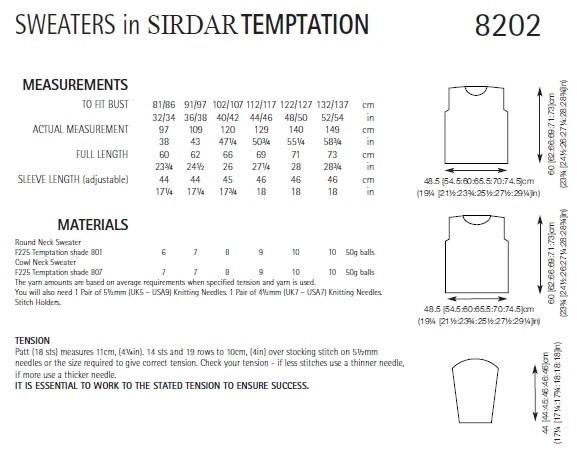 Sirdar 8202 Sweaters in Temptation (PDF) Knit in a Box