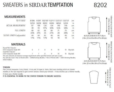 Sirdar 8202 Sweaters in Temptation (PDF) Knit in a Box