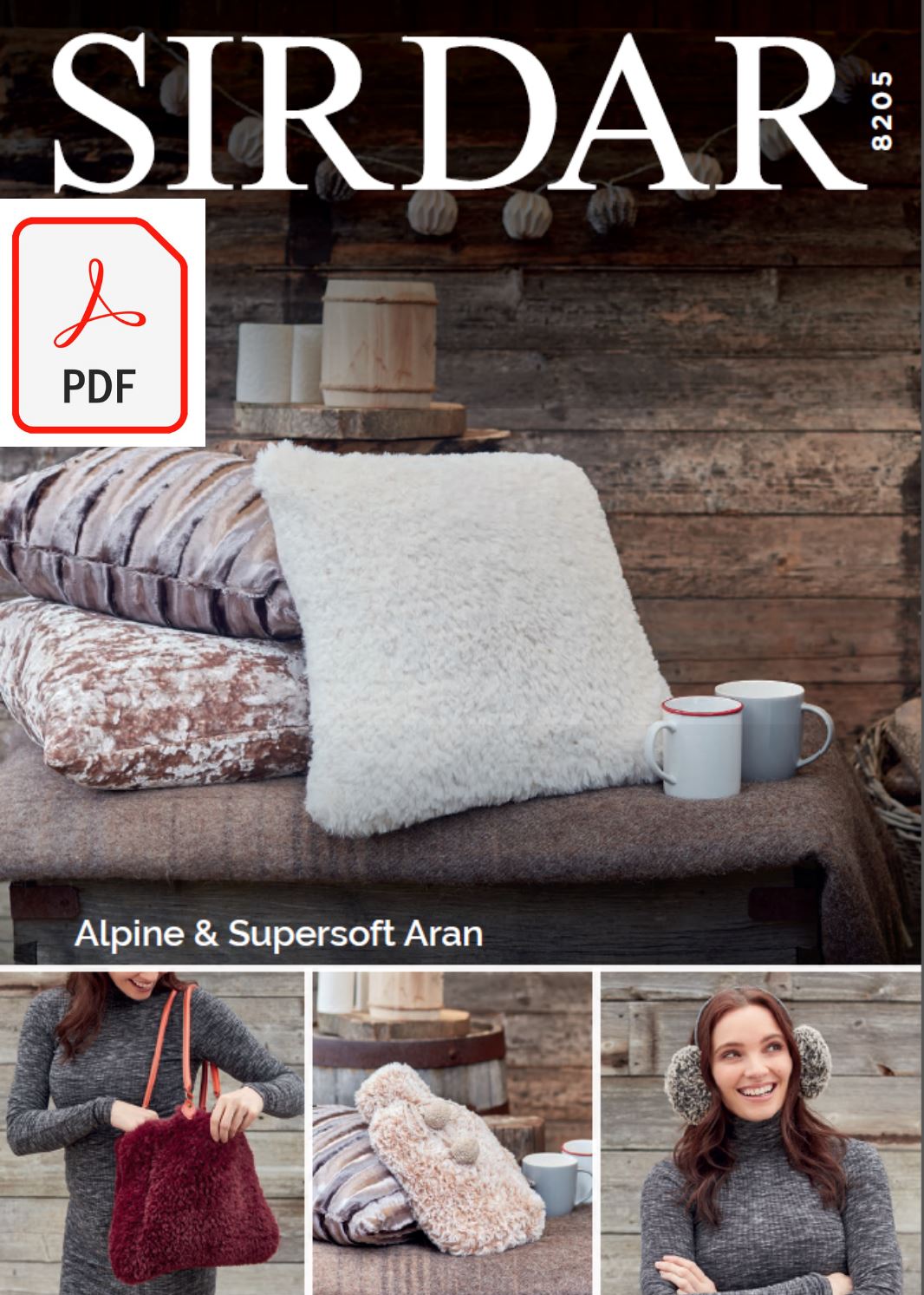 Sirdar 8205 Accessories in Alpine and Supersoft Aran (PDF) Knit in a Box