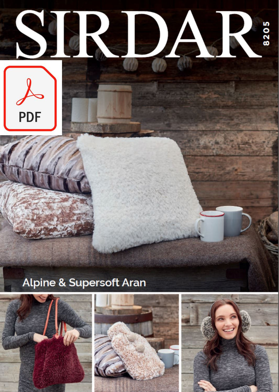 Sirdar 8205 Accessories in Alpine and Supersoft Aran (PDF) Knit in a Box 