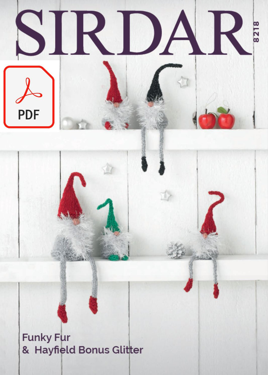 Sirdar 8218 Christmas Elves in Bonus Glitter DK and Sirdar Funny Fur (PDF) Knit in a Box 