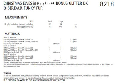Sirdar 8218 Christmas Elves in Bonus Glitter DK and Sirdar Funny Fur (PDF) Knit in a Box