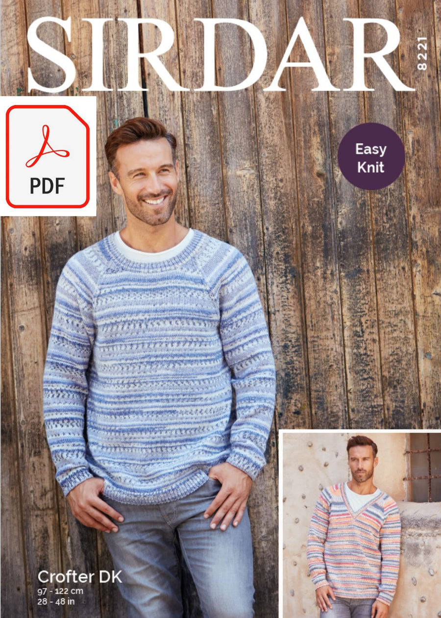 Sirdar 8221 Mens Sweaters in Sirdar Crofter DK (PDF) Knit in a Box 