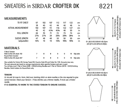 Sirdar 8221 Mens Sweaters in Sirdar Crofter DK (PDF) Knit in a Box