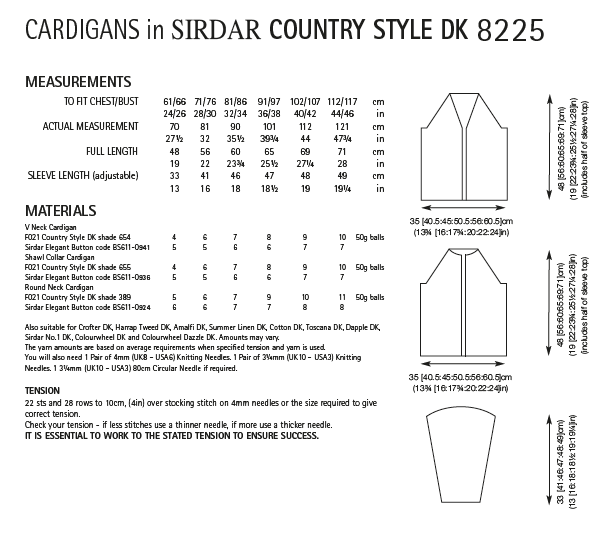 Sirdar 8225 Family Cardigans in Country Style DK (PDF) Knit in a Box