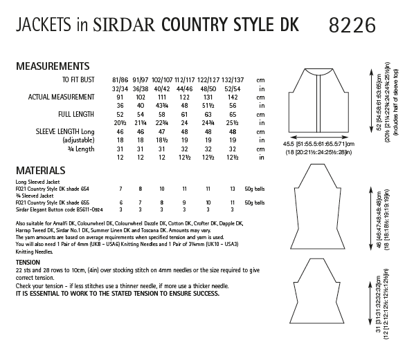 Sirdar 8226 Ladies Jackets in Country Style DK (PDF) Knit in a Box