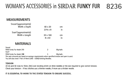 Sirdar 8236 Ladies Accessories in Sirdar Funky Fur (PDF) Knit in a Box