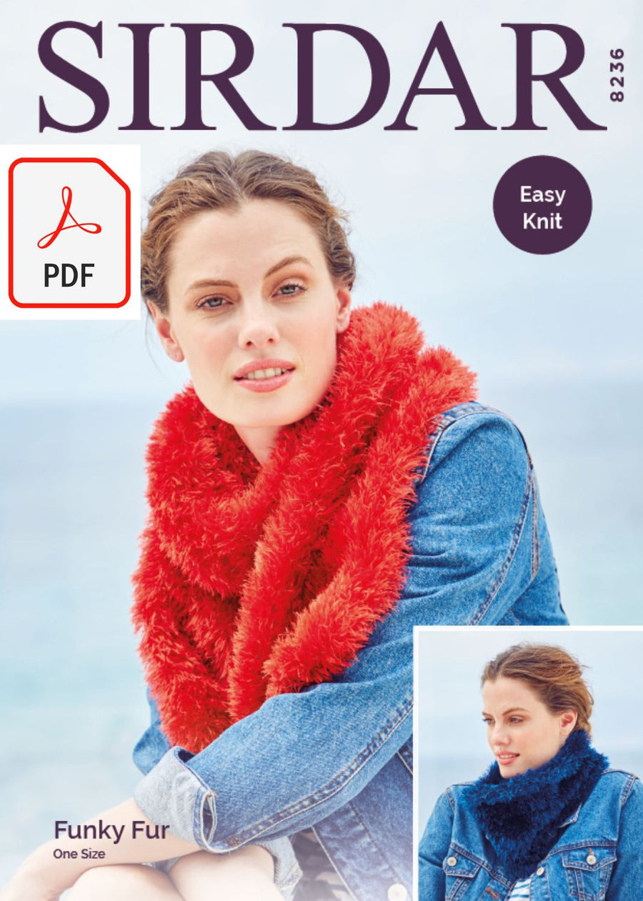 Sirdar 8236 Ladies Accessories in Sirdar Funky Fur (PDF) Knit in a Box 