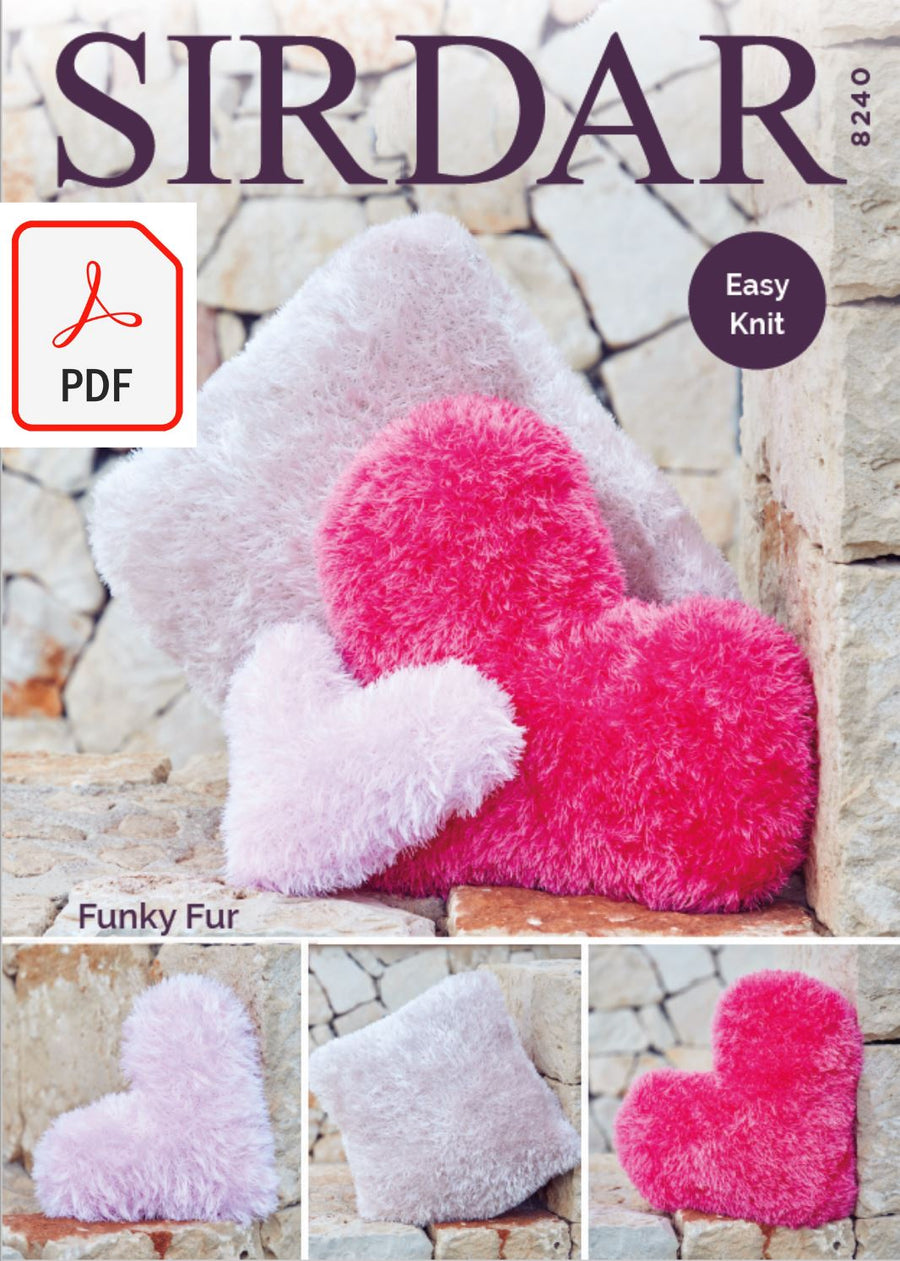 Sirdar 8240 Cushions in Sirdar Funky Fur (PDF) Knit in a Box 