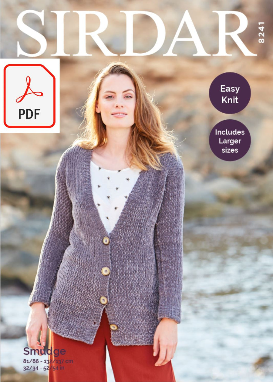 Sirdar 8241 Ladies Cardigan in Sirdar Smudge (PDF) Knit in a Box 
