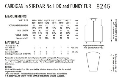 Sirdar 8245 Ladies Cardigan in Sirdar No.1 DK & Funky Fur (PDF) Knit in a Box