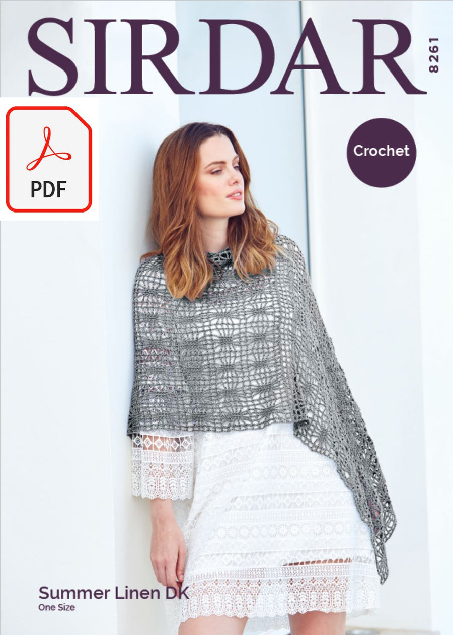 Sirdar 8261 Crochet Poncho in Sirdar Summer Linen DK (PDF) Knit in a Box 