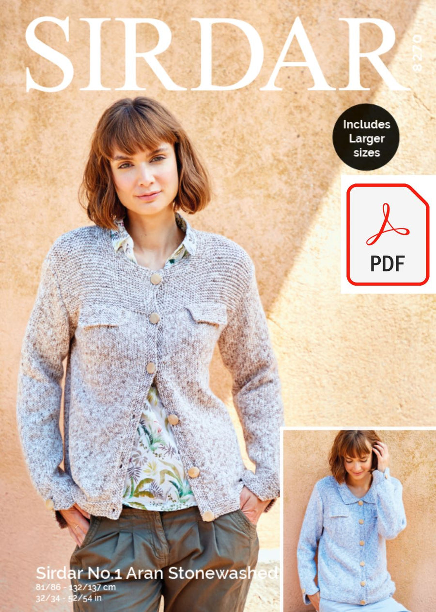 Sirdar 8270 Ladies Jackets in Sirdar No.1 Aran Stonewashed (PDF) Knit in a Box 