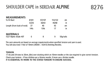Sirdar 8276 Shoulder Cape in Sirdar Apline (PDF) Knit in a Box