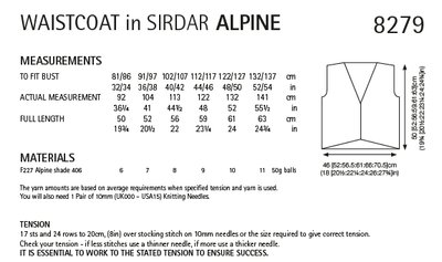 Sirdar 8279 Ladies Waistcoat in Sirdar Apline (PDF) Knit in a Box