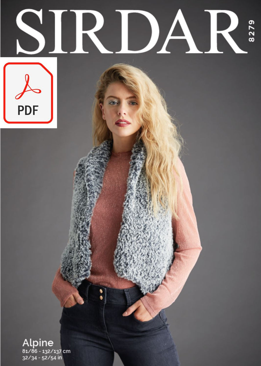 Sirdar 8279 Ladies Waistcoat in Sirdar Apline (PDF) Knit in a Box 
