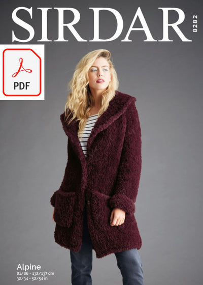 Sirdar 8282 Ladies Teddy Bear Coat in Snuggly Apline (PDF) Knit in a Box
