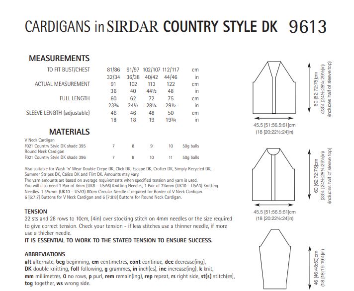Sirdar 9613 Cardigans in Country Style DK (PDF) Knit in a Box