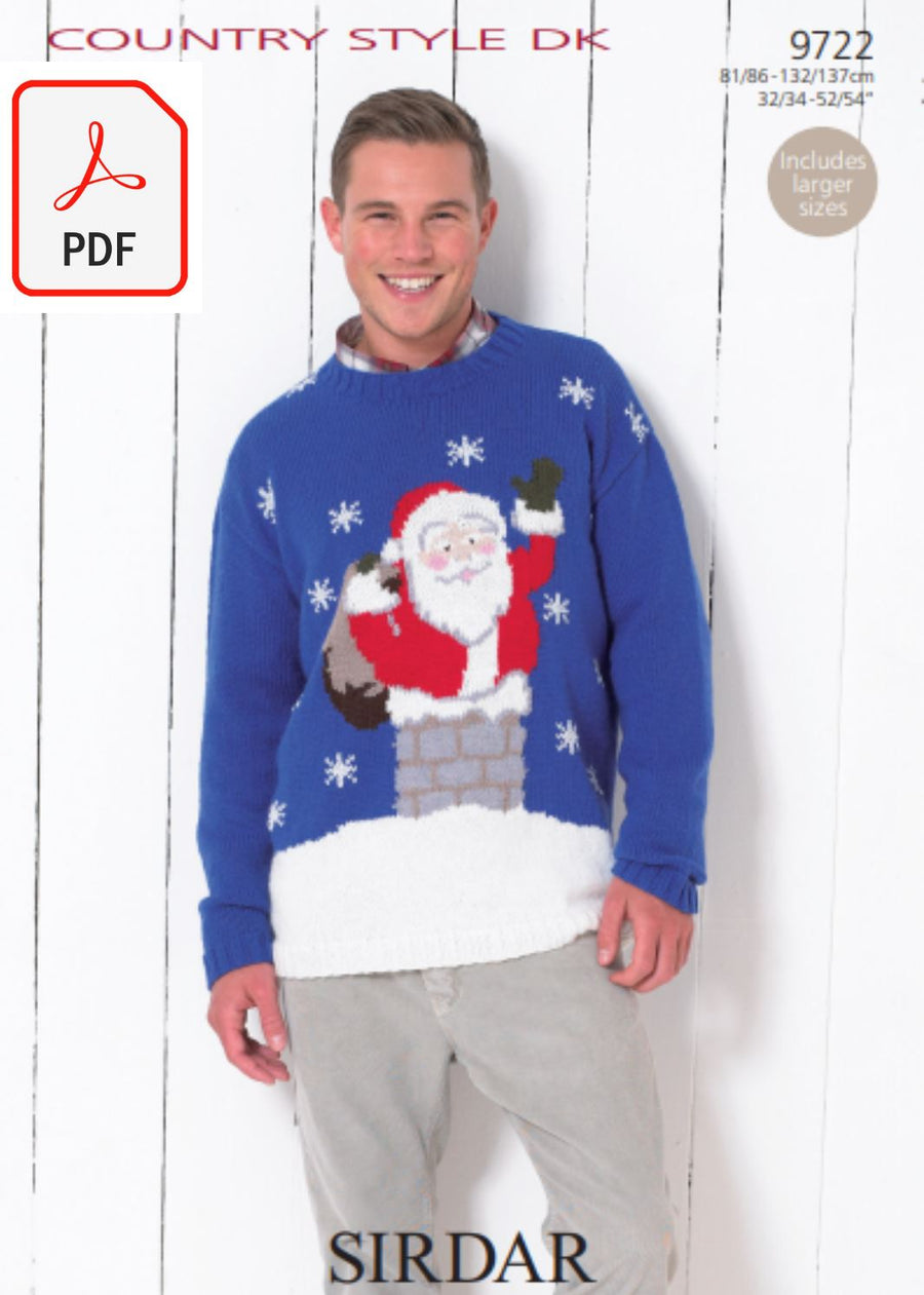 Sirdar 9722 Santa Claus Sweater in Country Style DK (PDF) Knit in a Box 