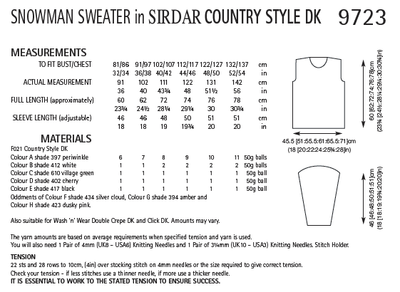 Sirdar 9723 Snowman Sweater in Country Style DK (PDF) Knit in a Box