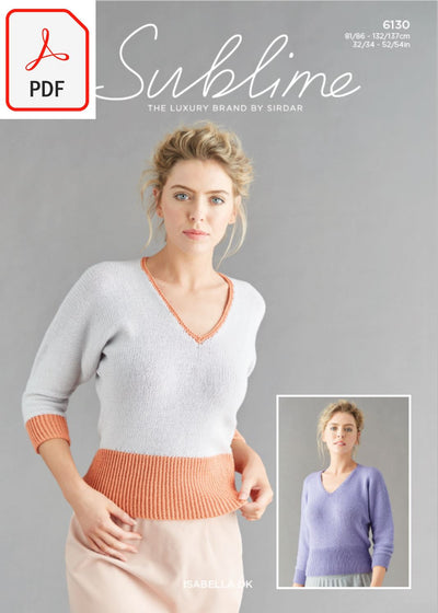 Sirdar Sublime 6130 Ladies Tops in Sublime Isabella DK (PDF) Knit in a Box