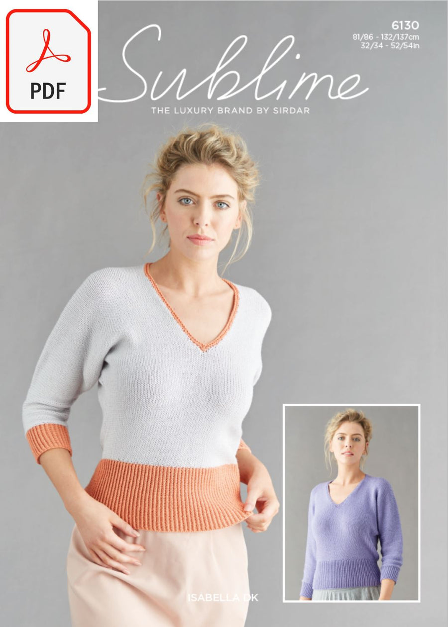 Sirdar Sublime 6130 Ladies Tops in Sublime Isabella DK (PDF) Knit in a Box 