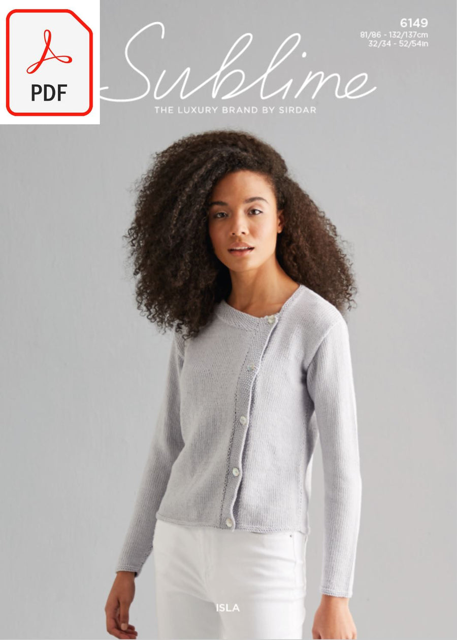 Sirdar Sublime 6149 Ladies Cardigan in Sublime Isla DK (PDF) Knit in a Box 