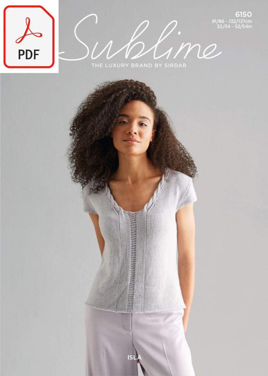 Sirdar Sublime 6150 Ladies Top in Sublime Isla DK (PDF) Knit in a Box 