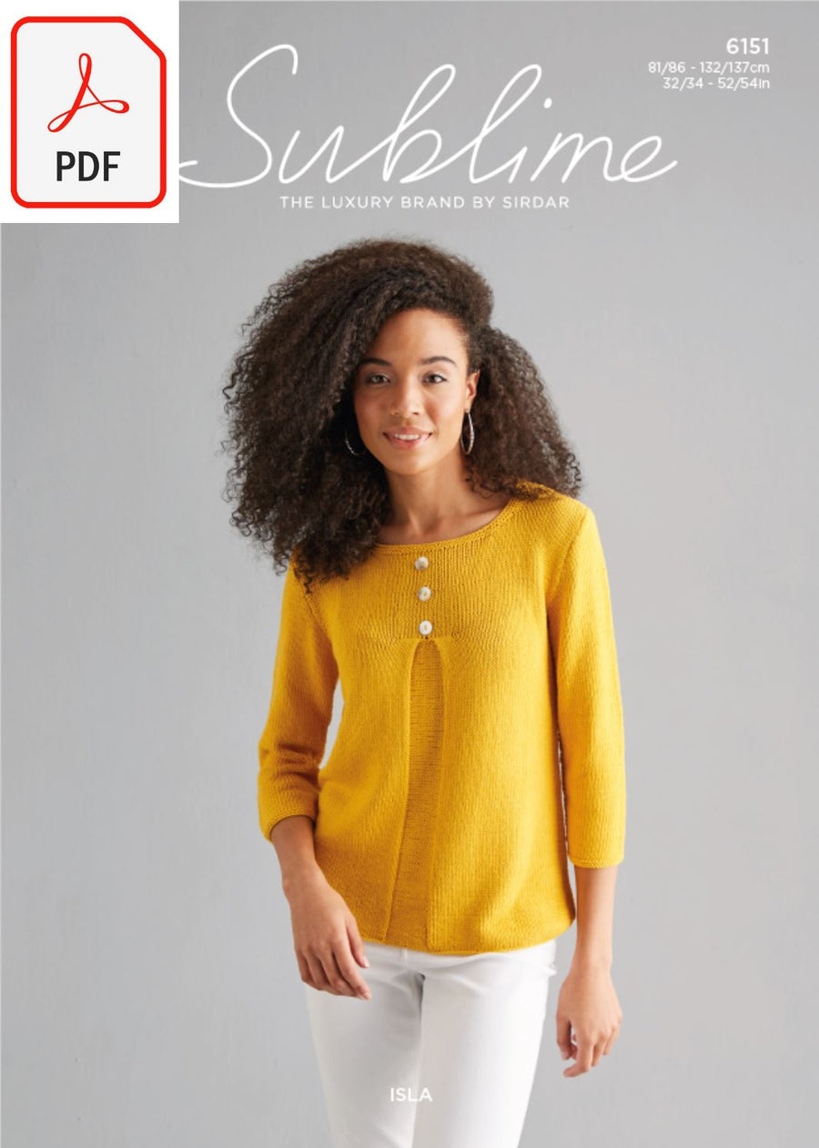 Sirdar Sublime 6151 Ladies Top in Sublime Isla DK (PDF) Knit in a Box 