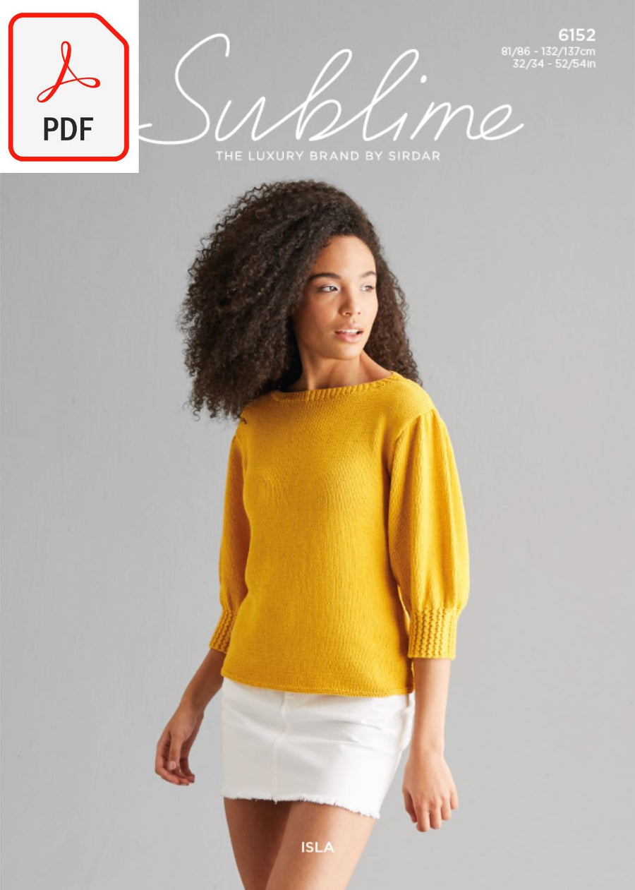 Sirdar Sublime 6152 Ladies Top in Sublime Isla DK (PDF) Knit in a Box 