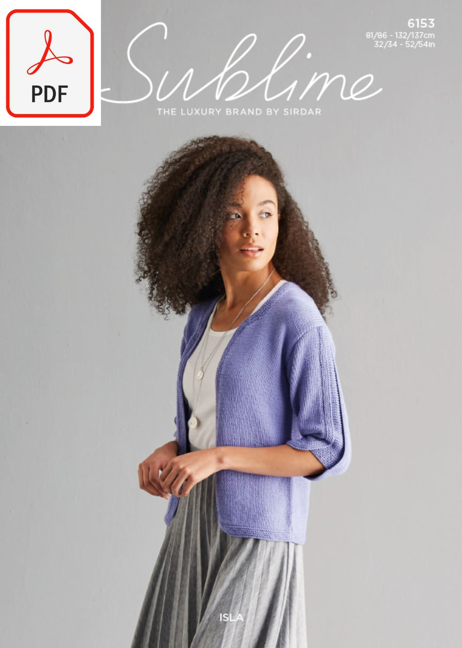 Sirdar Sublime 6153 Ladies Jacket in Sublime Isla DK (PDF) Knit in a Box 