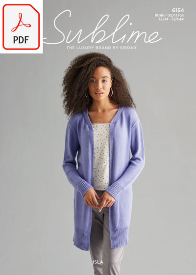 Sirdar Sublime 6154 Ladies Cardigan in Sublime Isla DK (PDF) Knit in a Box