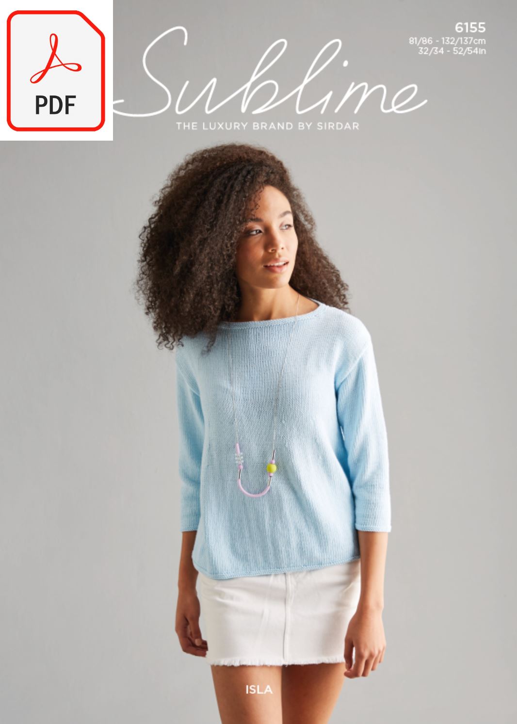 Sirdar Sublime 6155 Ladies Sweater in Sublime Isla DK (PDF) Knit in a Box