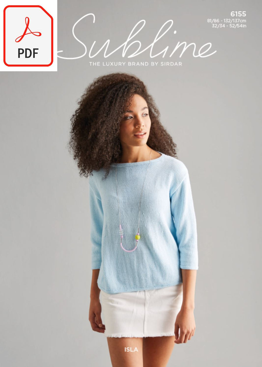 Sirdar Sublime 6155 Ladies Sweater in Sublime Isla DK (PDF) Knit in a Box 